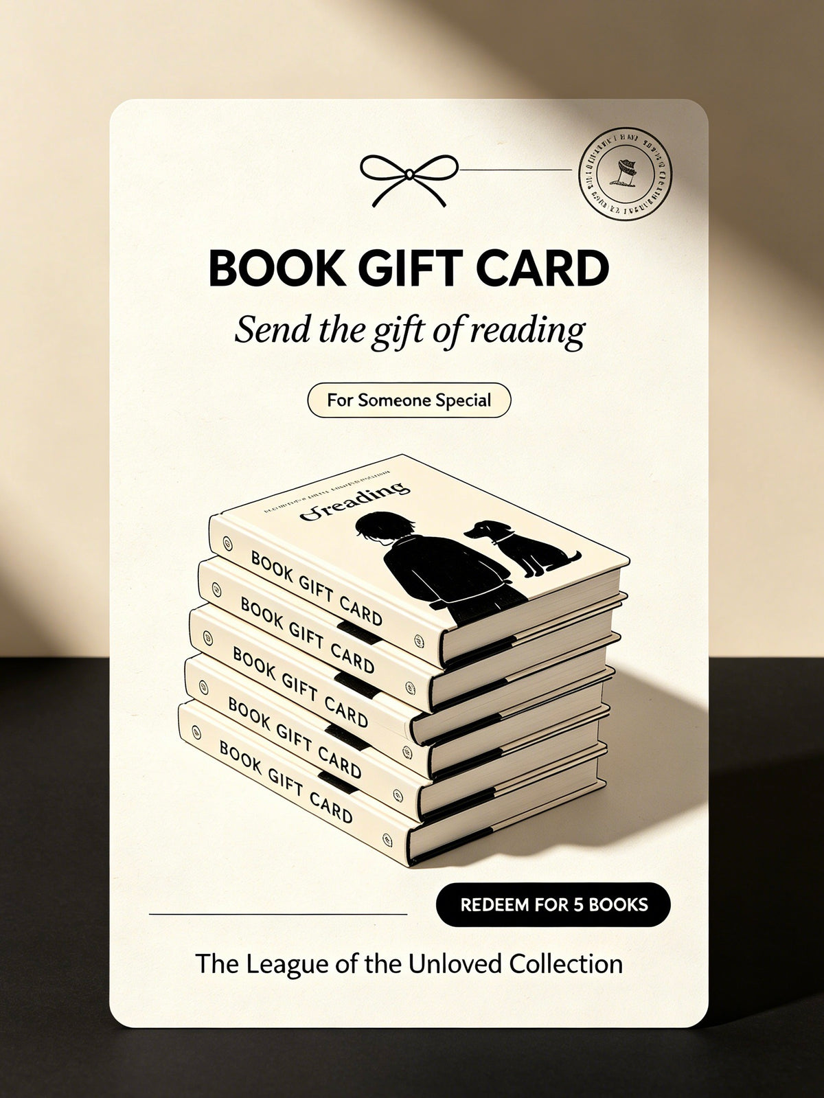 The League of the Unloved ebook store digital gift card design for literary fiction readers